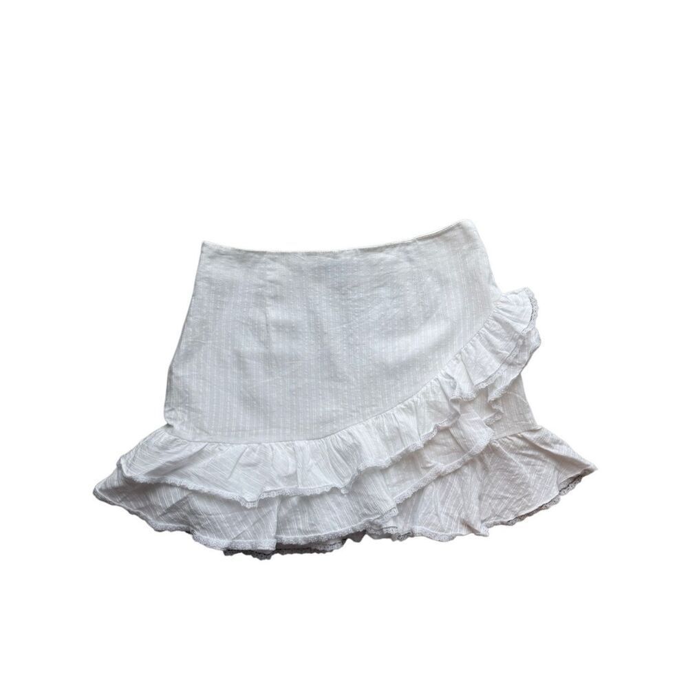 Blue Blush White Ruffled Mini Skirt